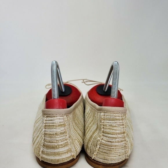 Anniel Scarpine Striped Ballet Flat Cream Gold 9 - Picture 8 of 11